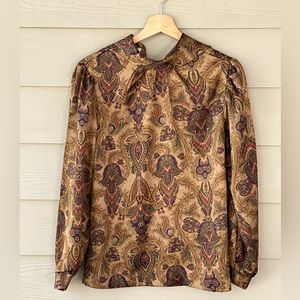 Vintage 70s/80s Russ long sleeve blouse 100% Silk